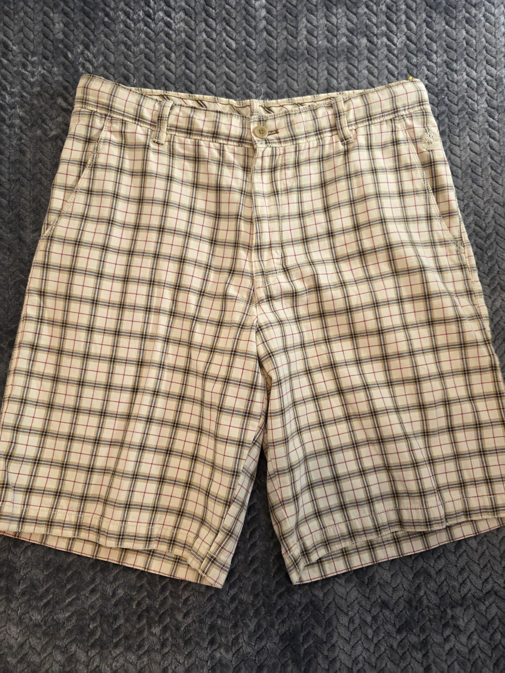Timberland Beige Plaid Flat Front Men's Shorts